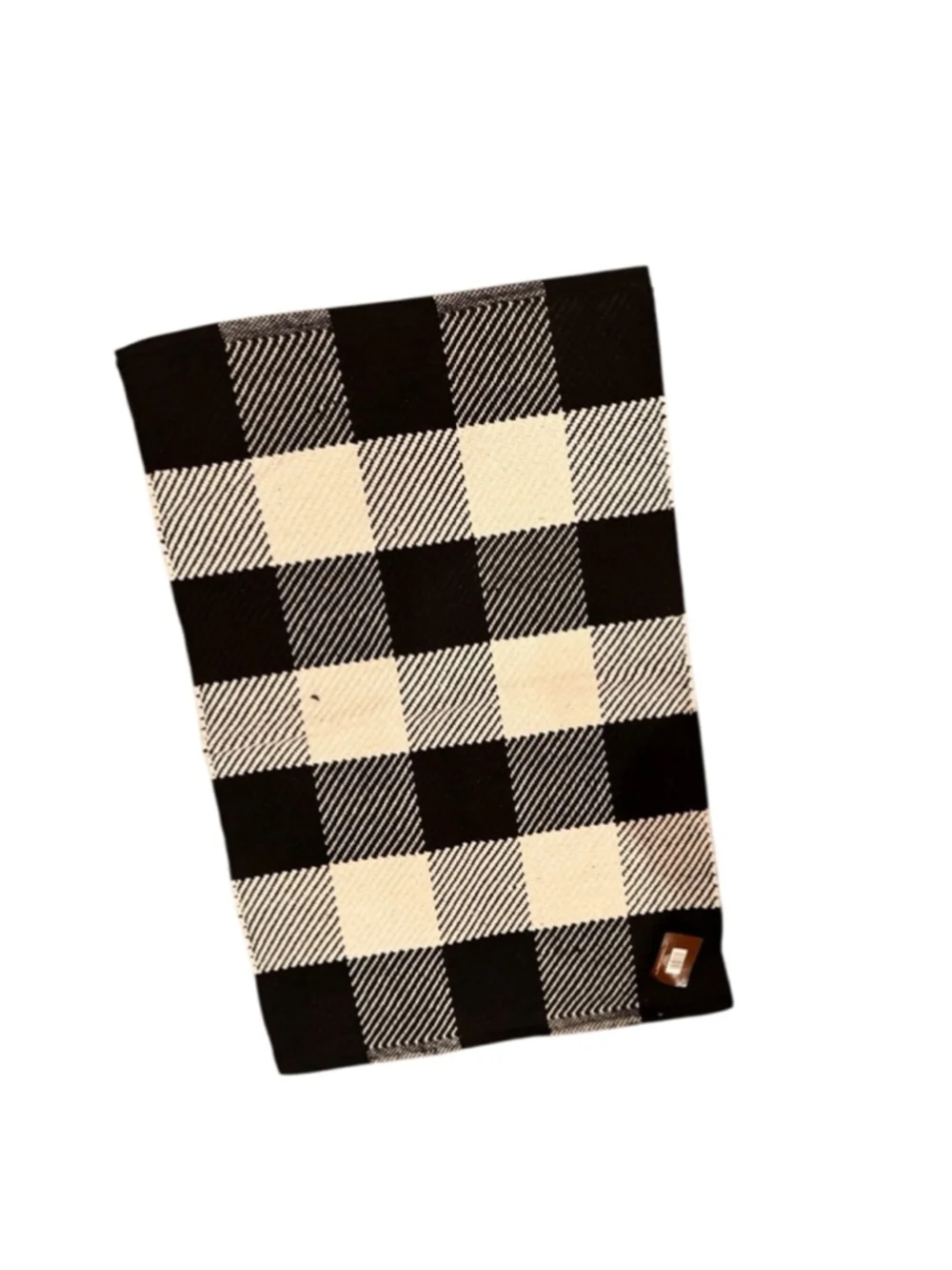 Black white throw rug Plaid 37x24